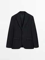 Veste de costume unie 100 % laine