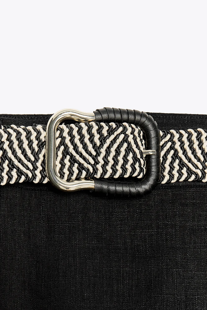 JUPE MIDI AVEC CEINTURE EN LIN