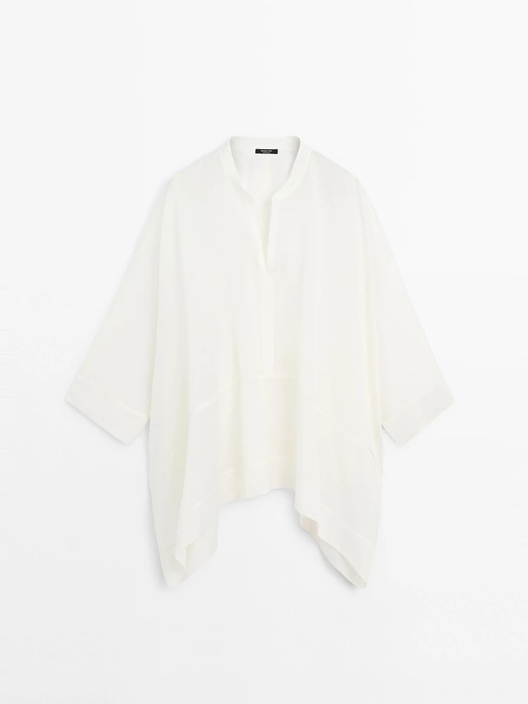 Semi-sheer long flowing shirt