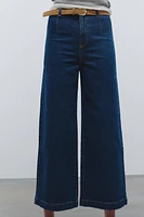 Z1975 BELTED HIGH RISE CROPPED WIDE LEG JEANS