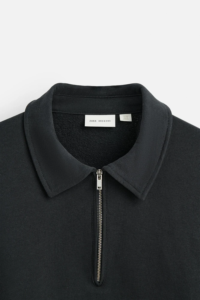 ZIP POLO SWEATSHIRT
