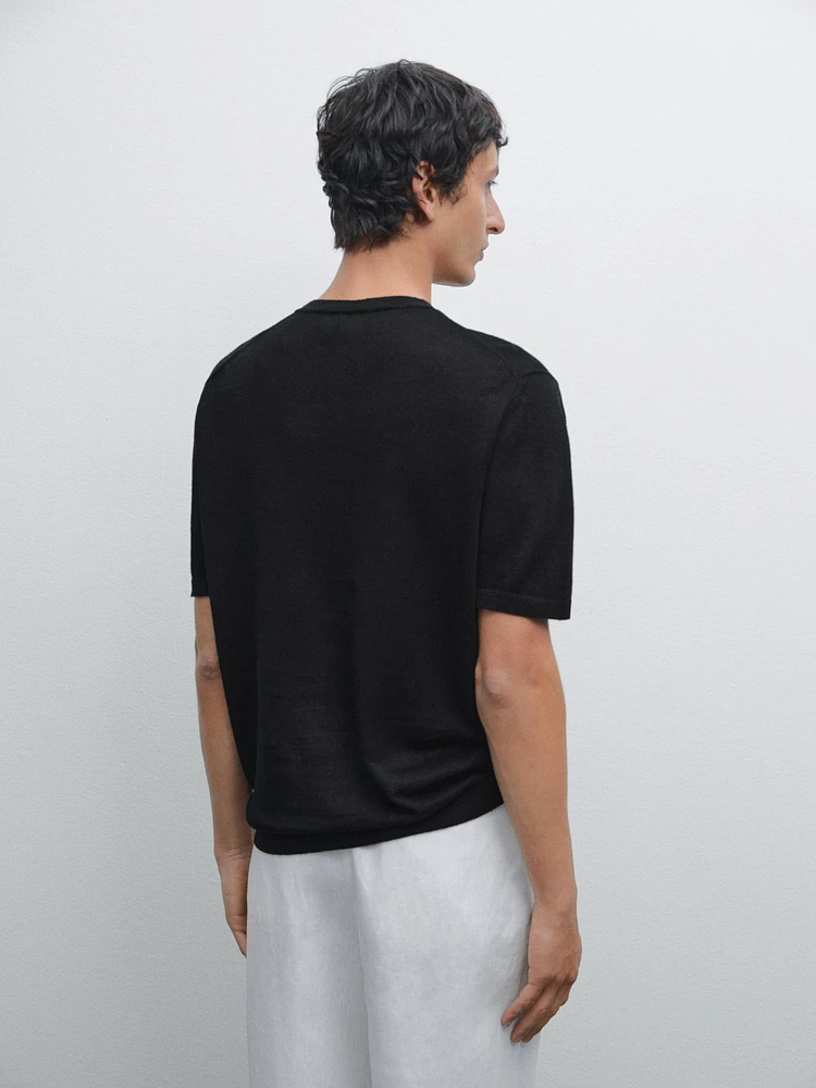 T-shirt en maille à manches courtes 100 % lin