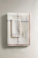 CROSS STITCH LINEN TABLECLOTH