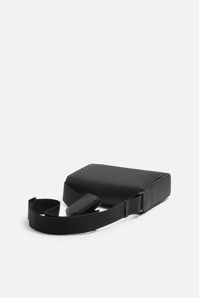 TEXTURED RUBBERIZED CROSSBODY BAG