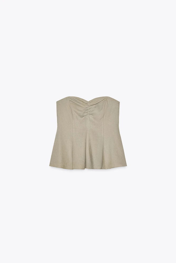 STRAPLESS LINEN TOP