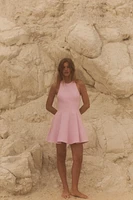 SHORT HALTER GODET DRESS