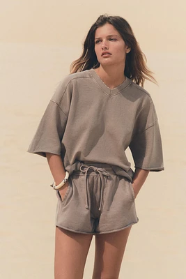 WASHED EFFECT PLUSH SWEATSHIRT