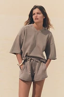 WASHED EFFECT PLUSH SWEATSHIRT