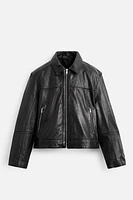 LEATHER BOXY FIT JACKET