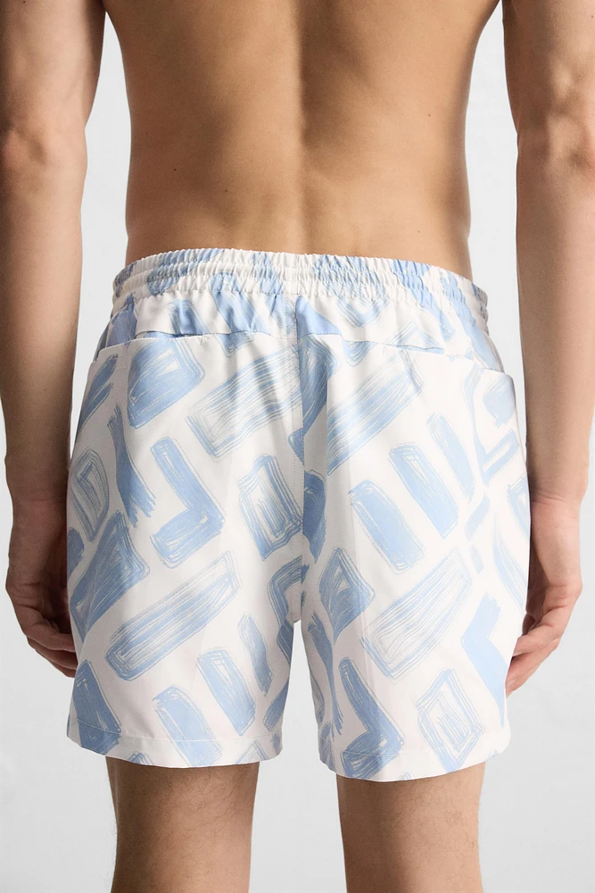 GEOMETRIC PRINT MID-LENGTH SWIMSUIT