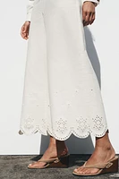 PANTALON JUPE-CULOTTE BRODERIES AJOURÉES
