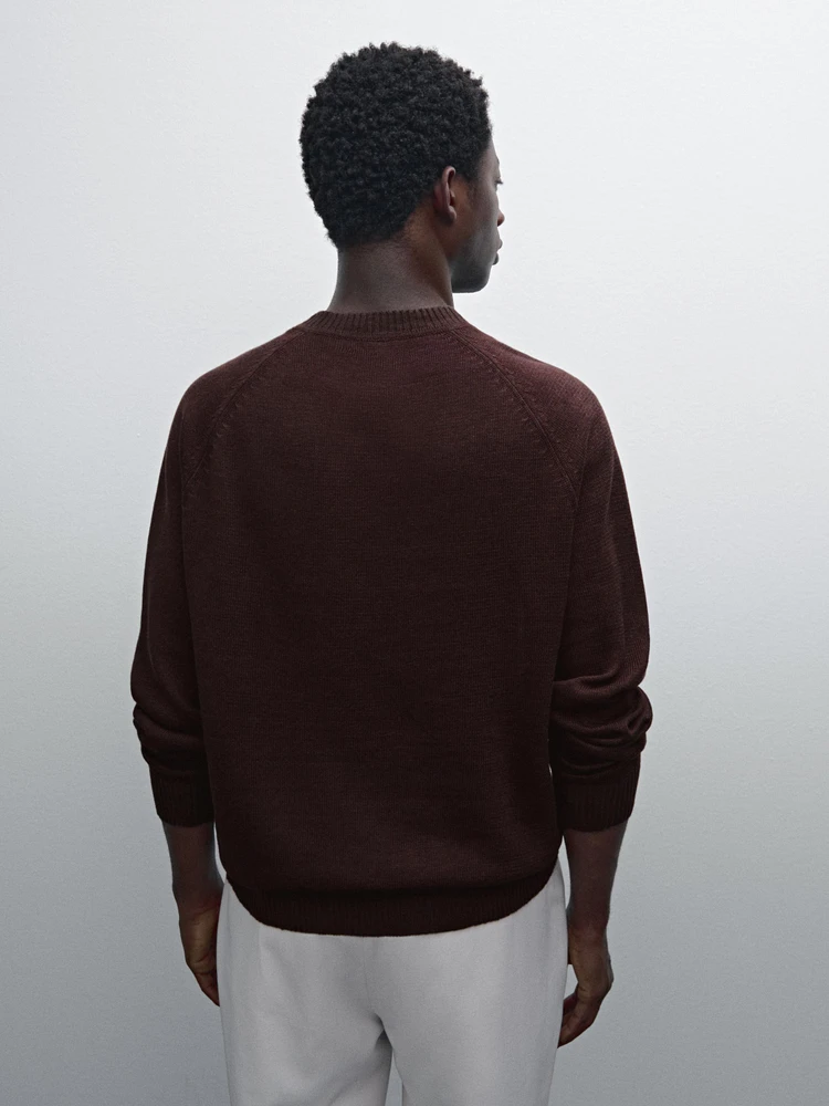 Linen blend crew neck sweater