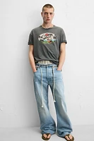 WASHED T-SHIRT WITH CONTRAST PRINT