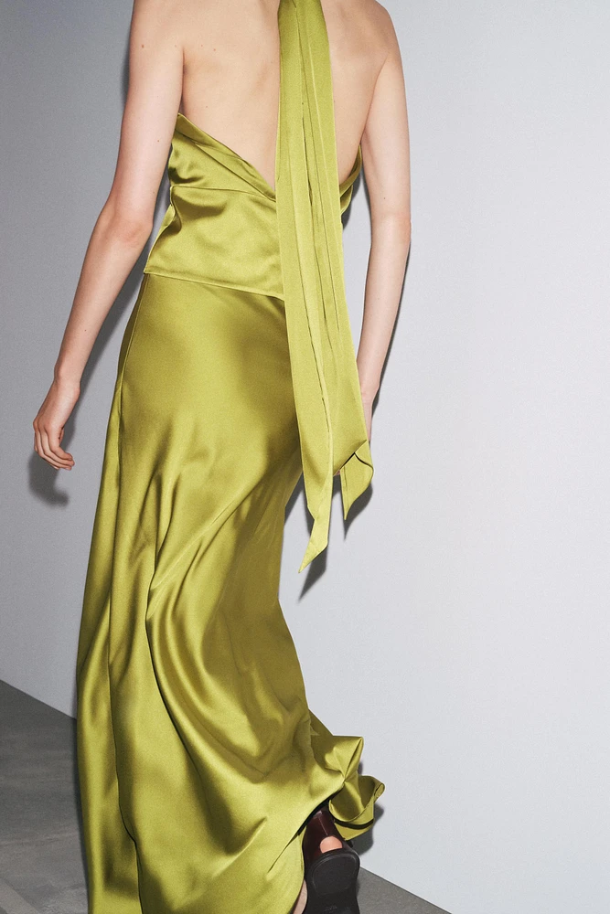 SATIN MIDI SKIRT