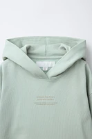 TEXT PRINT HOODED SWEATSHIRT