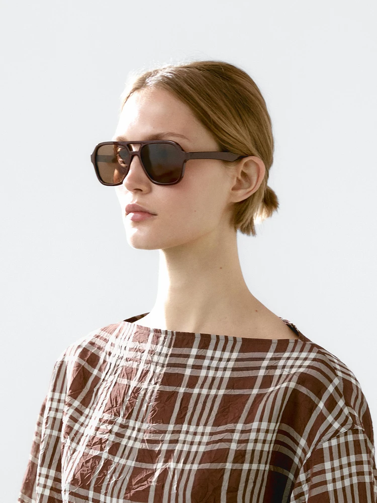 Flowing check blouse