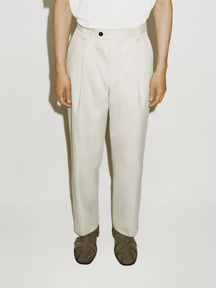 Pantalon à pince en crêpe de coton mélangé - Limited Edition
