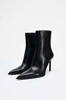 LEATHER STILETTO HEELED ANKLE BOOTS