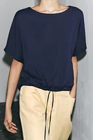 GATHERED COTTON T-SHIRT