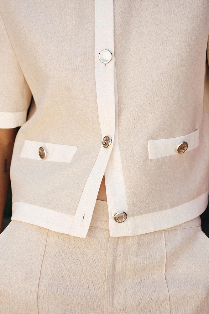 SHORT SLEEVE BLAZER WITH LINEN