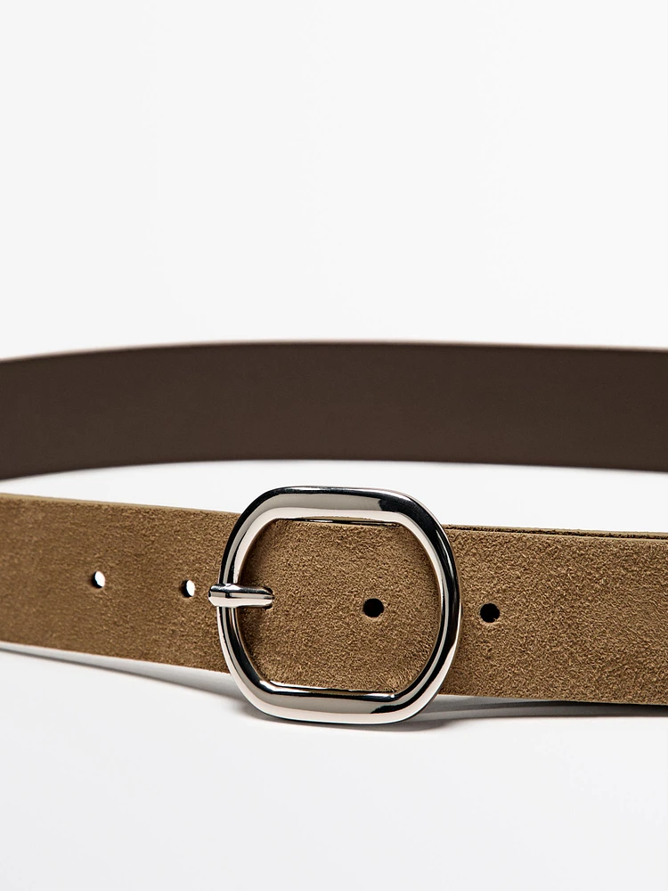 Ceinture boucle ovale croûte de cuir