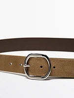 Ceinture boucle ovale croûte de cuir