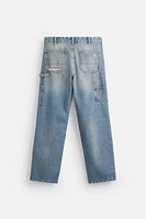 STRAIGHT FIT RIPPED CARPENTER JEANS