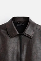 FAUX LEATHER WASHED JACKET