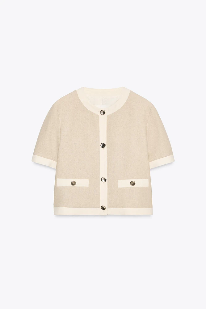 SHORT SLEEVE BLAZER WITH LINEN