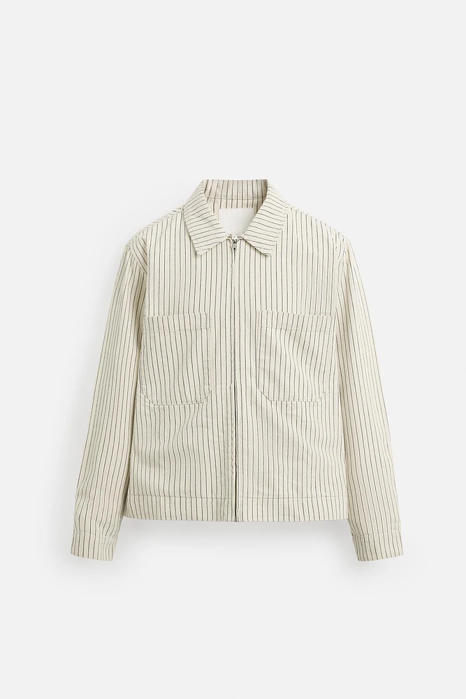 STRIPED POCKET OVERSHIRT