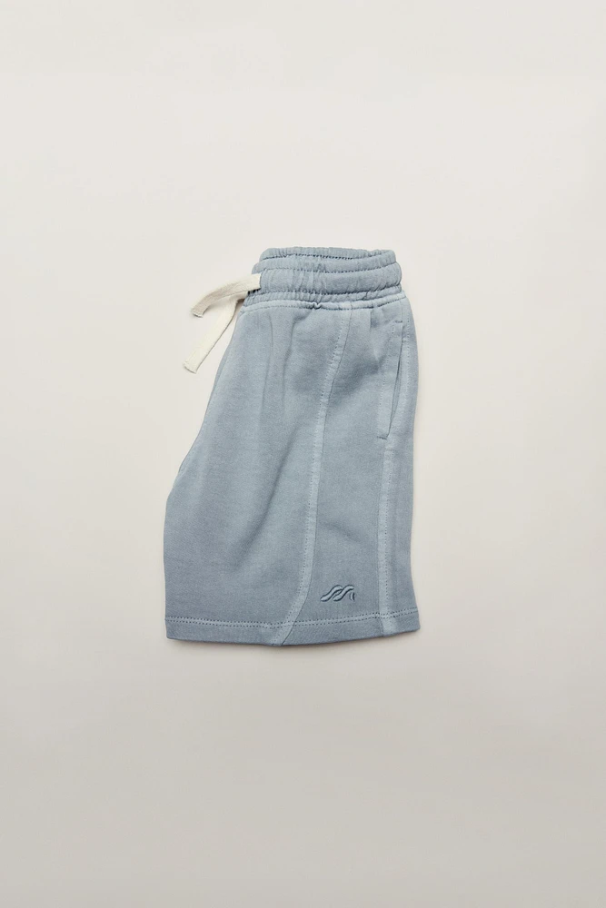 GARMENT DYE EMBROIDERED LOGO BERMUDA SHORTS
