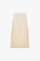 PLEATED SATIN MIDI SKIRT