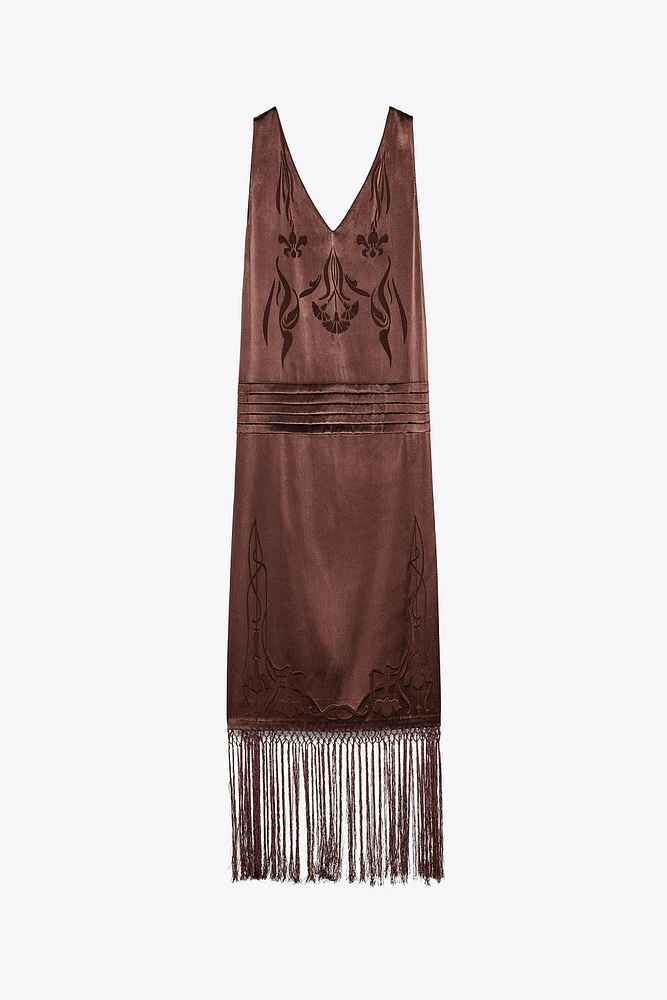 ZW COLLECTION EMBROIDERED FRINGE DRESS