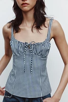 GINGHAM STRETCH TOP