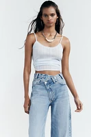 TRF HIGH-RISE WIDE LEG CROSSOVER WAIST JEANS