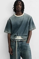 CROPPED FIT DENIM T-SHIRT
