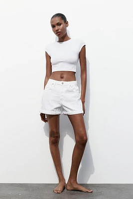 SHORT EN JEAN TAILLE HAUTE TRF MOM FIT