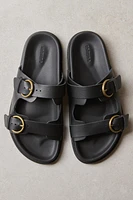 FLAT LEATHER SANDALS WITH BUCKLES