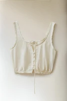 TOP COTON DENTELLE ET FRONCÉ