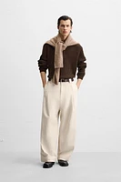 HERRINGBONE WIDE FIT PANTS