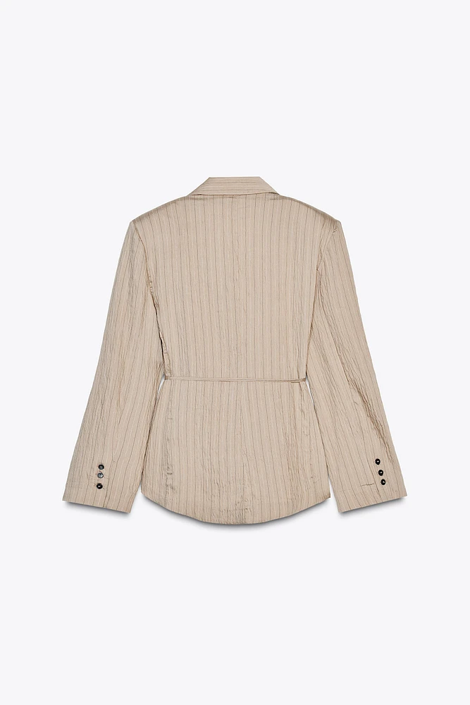 BLAZER RAYURES CEINTURE FINE