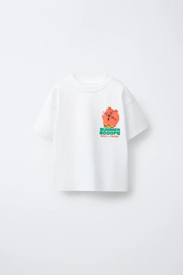 ANIMAL AND ICE CREAM PRINT T-SHIRT