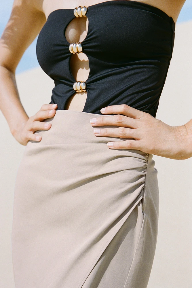 MIDI SKIRT WITH SIDE RUCHING