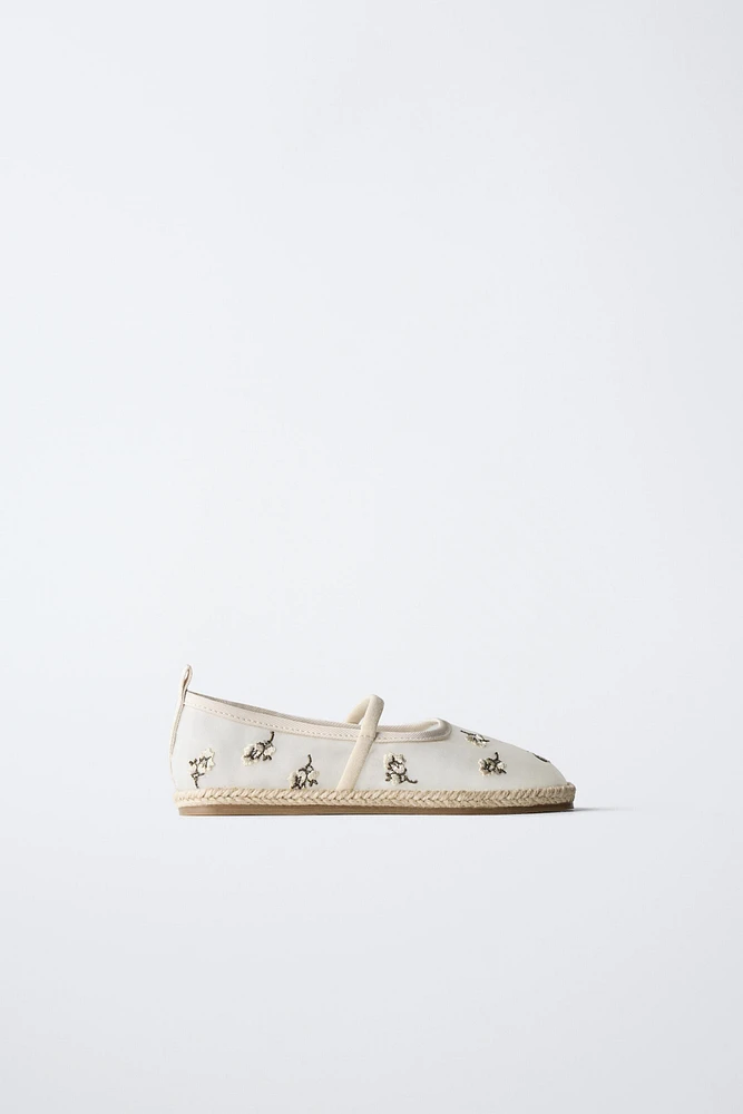 EMBROIDERED JUTE BALLET FLATS