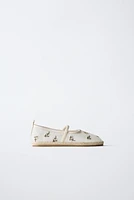 EMBROIDERED JUTE BALLET FLATS
