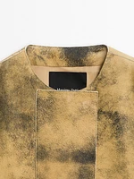 Worn effect suede leather jacket