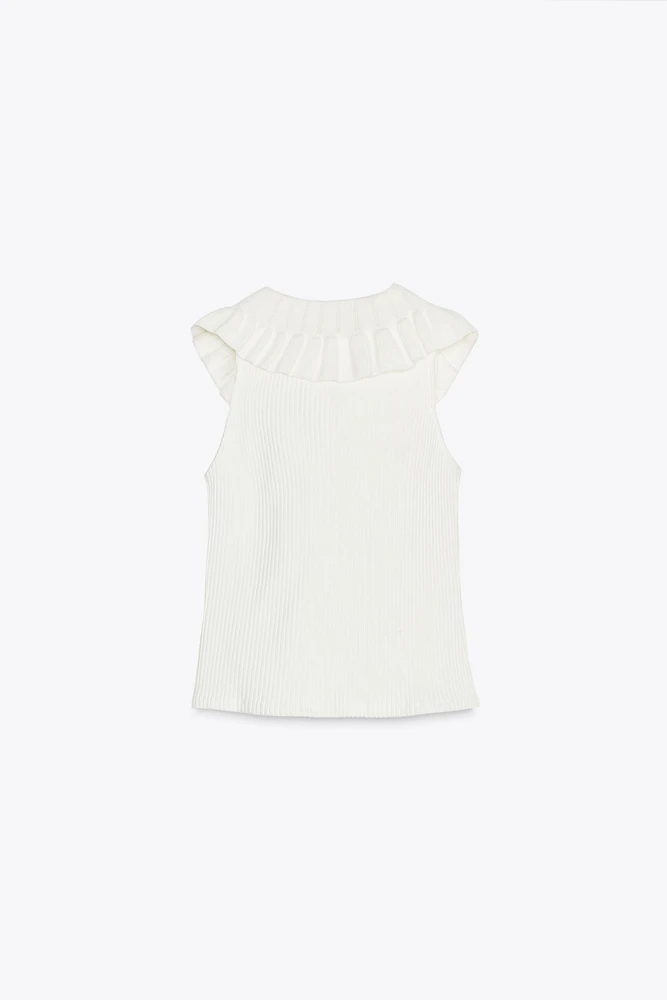 PETER PAN COLLAR KNIT TIED TOP