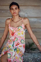 ROBE MIDI IMPRIMÉE PATCHWORK AVEC LIN
