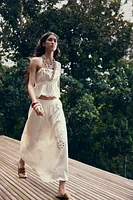 JUPE MIDI BRODERIES AJOURÉES