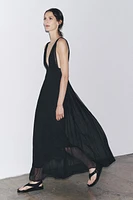GEORGETTE DRESS WITH ELASTICATED RUCHING